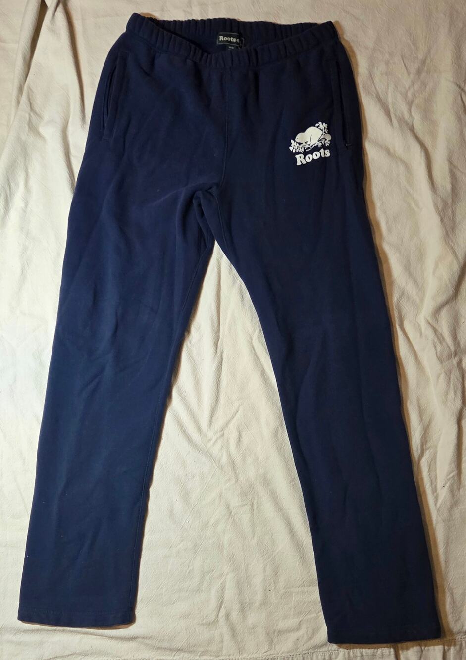 Roots Canada Men's Heritage Fleece Open Bottom Sweatpants Navy Blue - Size M